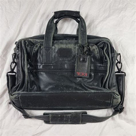 Tumi Alpha Black Leather Expandable Organizer Briefca Gem