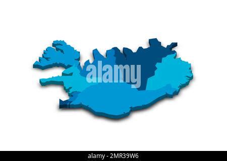 Islandia Mapa político de las divisiones administrativas regiones