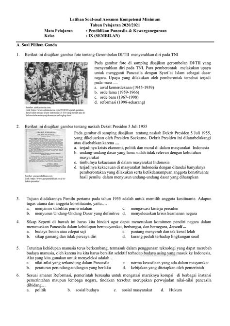 Latihan Soal Asesmen Kompetensi Minimum Smp Pdf