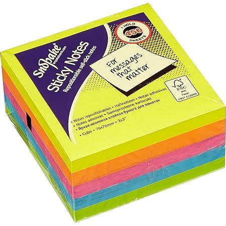 Snopake X Mm Neon Assorted Sticky Notes Cube Of Sheets