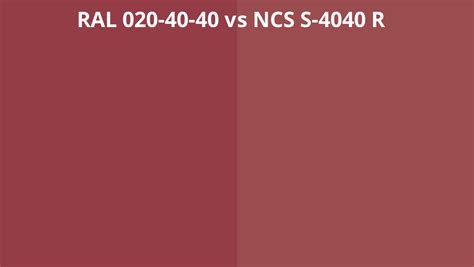 Ral 020 40 40 Vs Ncs S 4040 R Ral Colour Chart Uk