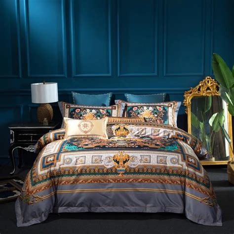 2018 Luxury 100S Egypt Cotton Palace Art Bedding Set Digital Printed