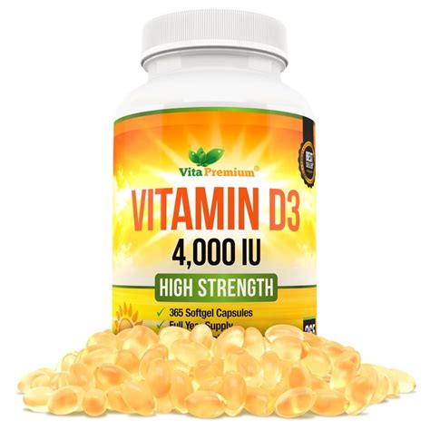 Vitamin D 4 000 Iu Softgels Maximum Strength Vitamin D3 Supplement 365 Easy To Swallow Tablets