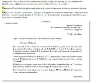 Lettre D Autorisation D Absence Pour Formation Continue Avec Le Cif