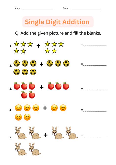 Printable Single Digit Addition 1 To 10 Number Math Worksheets For Grade 1 2 3 Made By Teachers