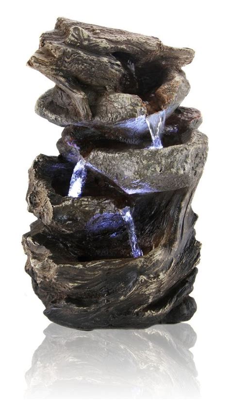 3 Tier Cascading Tabletop Water Feature Light Decor Fountain Outdoor