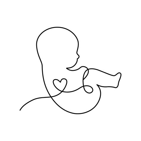 Premium Vector Line Art Logotype Linear Newborn Baby In The Womb With