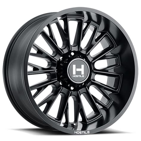 24 Hostile Wheels H114 Fury Satin Black Off Road Rims HST076 3