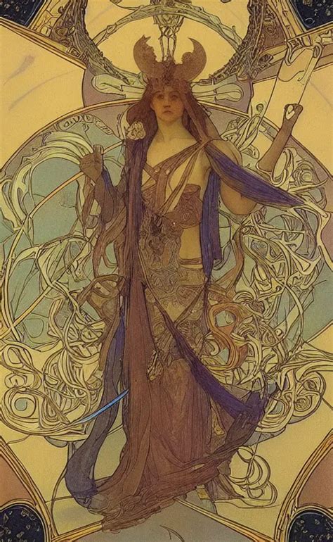 KREA The Chariot Tarot Beautiful Border By Alfons Maria Mucha