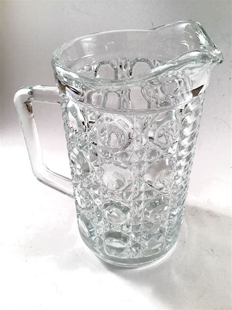 Federal Glass Windsor Pattern Small Pitcher Button Cane Pint Pitcher Creamer Ebay