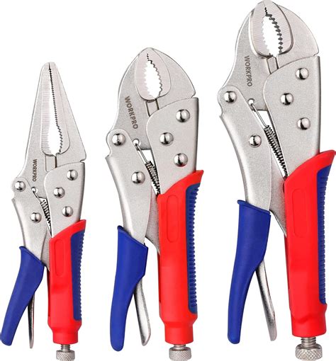 Workpro Piece Locking Pliers Set Inch Curved Jaw Inch Curved