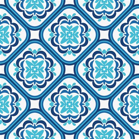 Magn Fico Patr N De Azulejos Vectorial Ornamento Azul Sin Costuras