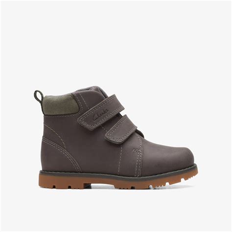 Boys Heath Strap Toddler Grey Ankle Boots Clarks Uk