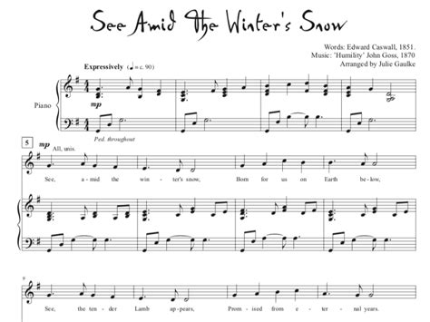 See Amid The Winter S Snow For SSA Plus Piano Arranged By Julie Gaulke