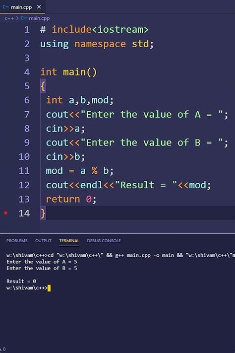 How To Find The Modulus Of Two Numbers In C Pwos Shorts Youtube