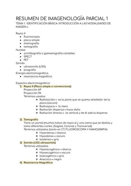 Resumen De Imagenolog A Parcial Medilove Udocz