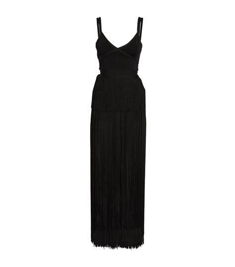 Womens Herv L Ger Black Fringed Maxi Dress Harrods Uk