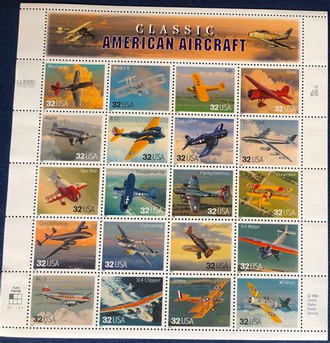 Classic American Aircraft Us Stamps Full Pane Of Mnh Etsy