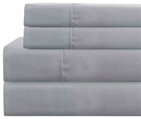 Benzara Bm Lanester Piece Polyester Twin Size Sheet Set Gray