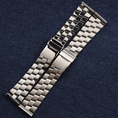 Bracelet De Montre En Acier Inoxydable Massif Poli Avec Logo Fermoir De