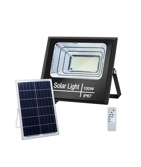 LED Projektør med Solpanel 01 100W 6500K Aigostar dk