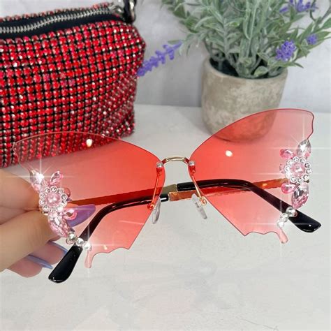 Lemonade Crystal Butterfly Fashion Glasses Pink Shop Accessories From