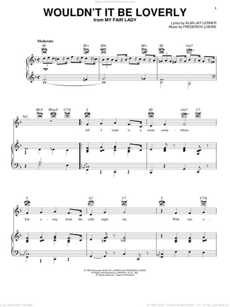 Wouldnt It Be Loverly Sheet Music For Voice Piano Or Guitar