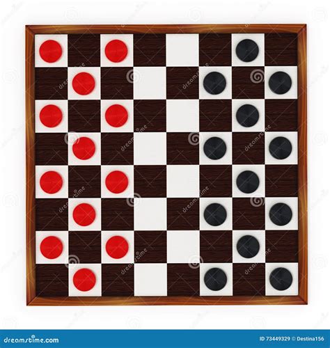 Checkers Game Board and Pieces. 3D Illustration Stock Illustration ...