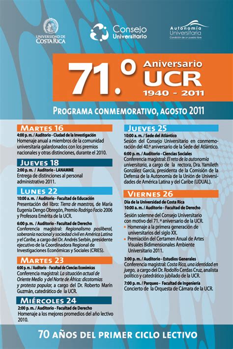 Ucr Celebra Su Aniversario Y Los A Os Del Primer Ciclo Lectivo