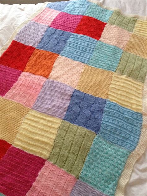 Knitting Pattern Patchwork Baby Blanket Pdf Instant Etsy