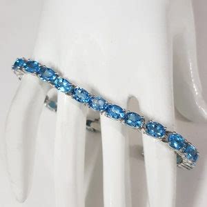 Swiss Blue Topaz Bracelet In 925 Sterling Silver Tennis Etsy