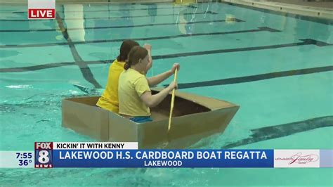 Round 2 Of Lakewood Hs S Cardboard Boat Regatta Youtube