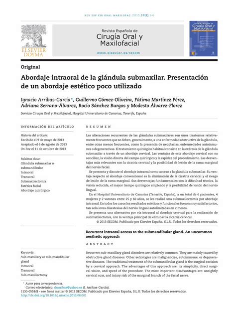 PDF Abordaje intraoral de la glándula submaxilar Presentación de un