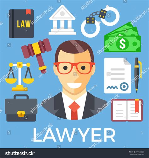 Lawyer Judicial System Icons Set Jurisprudence Stock Vector Royalty