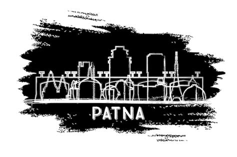 Premium Vector Patna India City Skyline Silhouette Hand Drawn Sketch