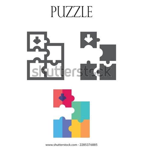 Puzzle Pieces Outline Vector Icon Editable Stock Vector Royalty Free