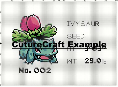 Ivysaur Sprite Pokemon Cross Stitch Pattern Sewing And Needlecraft Kits