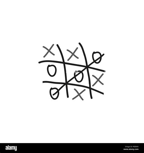 Hand Drawn Tic Tac Toe Vector Scribble Icon Symbol Illustration Black Lines Eps 10 Stock Vector