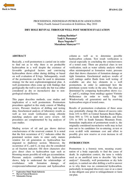 PDF DRY HOLE REVIVAL THROUGH WELL POST MORTEM EVALUATION