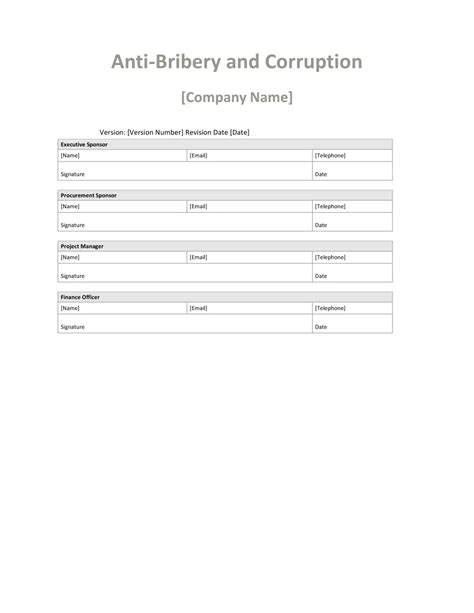 Anti Bribery And Corruption Policy Template Banking And Fintech