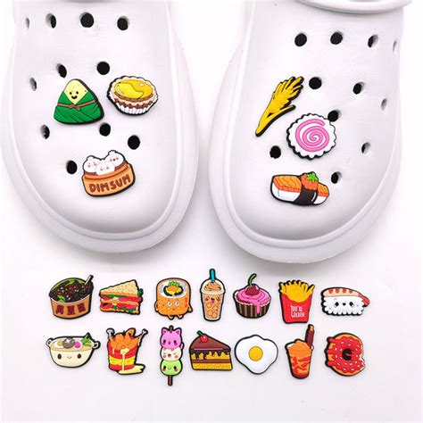 ตัวติดรองเท้ามีรู การ์ตูน Crocs Jibbitz 1ชิ้นน่ารัก อาหาร Pvc