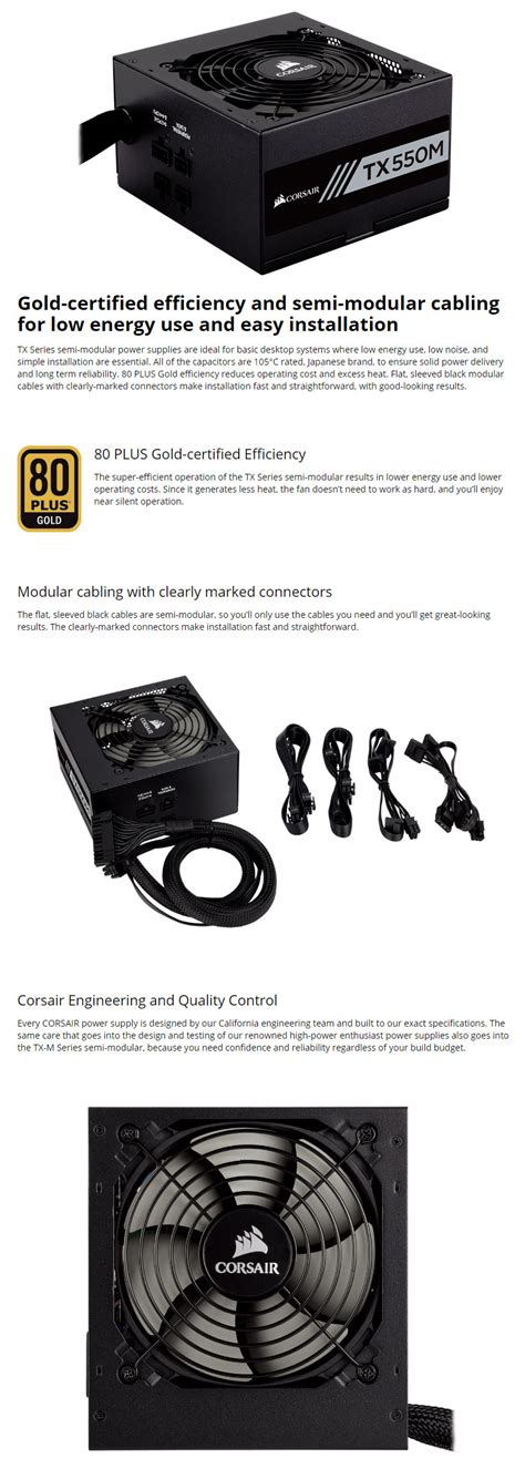 Buy Corsair TX550M Gold 550W Power Supply [CP-9020133-AU] | PC Case Gear Australia