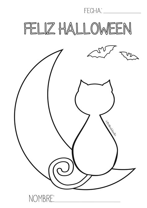 Dibujo Para Colorear Gato De Halloween Dibujos Para Imprimir Gratis