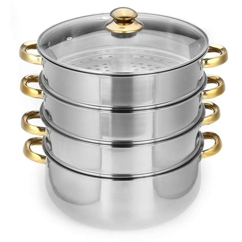 2345 Tiers Stainless Steel Steamer Pot Food Veg Cooker Pot Cooking