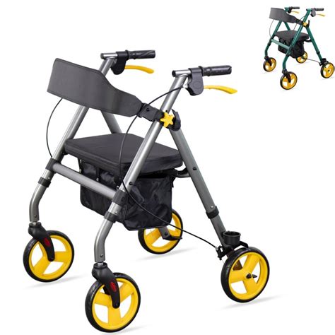 Adjustable Height Aluminum Folding Walking Aids Rollator For Older