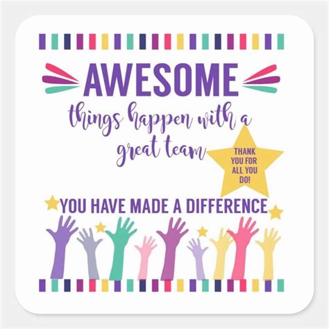 Great Team Awesome Team Square Sticker