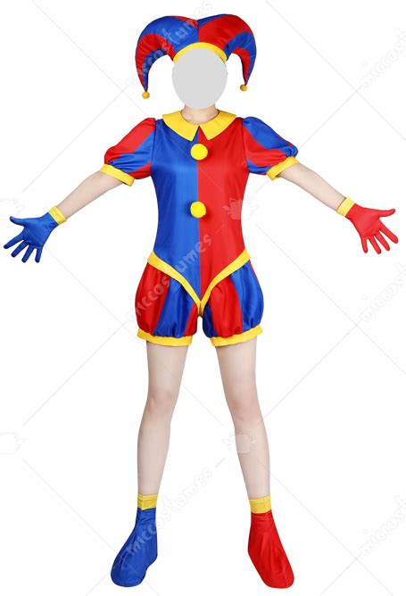 Clown Girl Costume Clown Bodysuit And Gloves With Hat Shoes Covers
