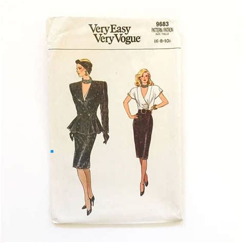 Vintage 80 S Very Easy Vogue 9683 Peplum Jacket Slim Skirt Etsy