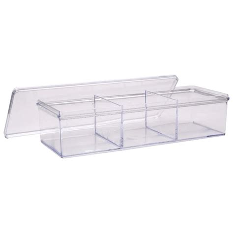 View Essentials Clear Plastic 3 Compartment Storage Plastic Storage Trays Drawer Organizers