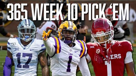 365 Sports Week 10 College Football Pick ‘em Ou Osu Texas K